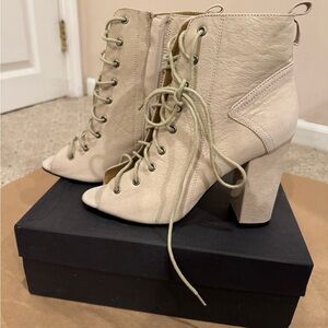 Tony Bianco Beige Lace-Up Heeled Ankle Boots